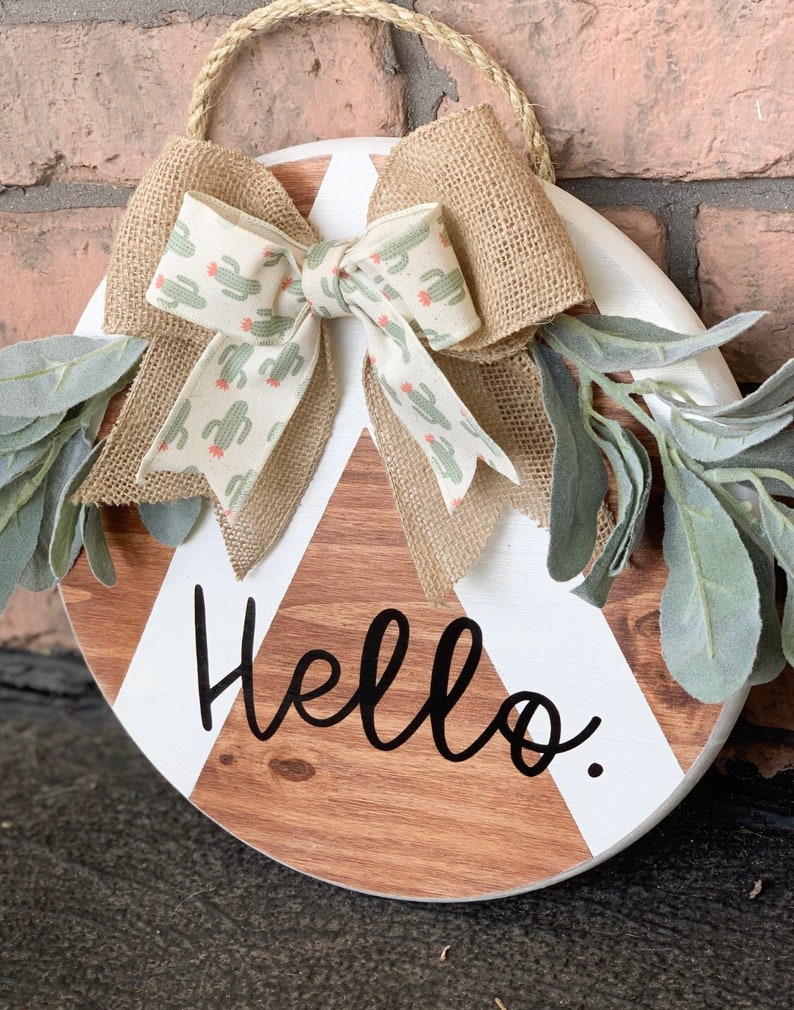 Front Door Decor Round Welcome Sign Farmhouse Decor Round Door Hanger Round Welcome Sign Rustic Home Decorations Cactus Decor