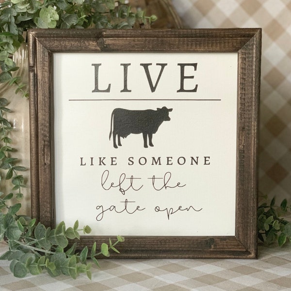 Cow Decor, Cow Wood Sign, Farmhouse Wood Decor, Wood Framed Sign, Entryway Accent, Tabletop Decor, Door Hanger, Farm Animal Decor