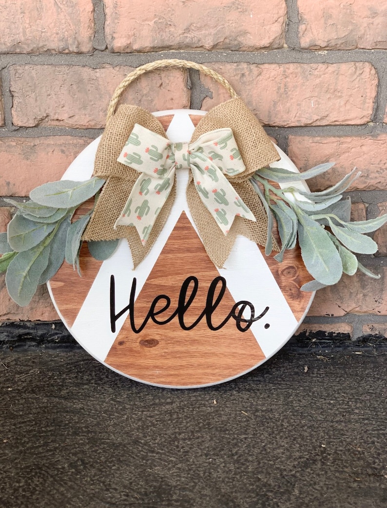 Front Door Decor Round Welcome Sign Farmhouse Decor Round Door Hanger Round Welcome Sign Rustic Home Decorations Cactus Decor