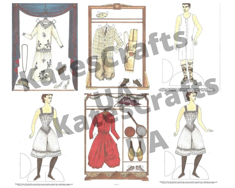 Art Deco Paper Dolls Digital Download Printable Fashion Dress Etsy