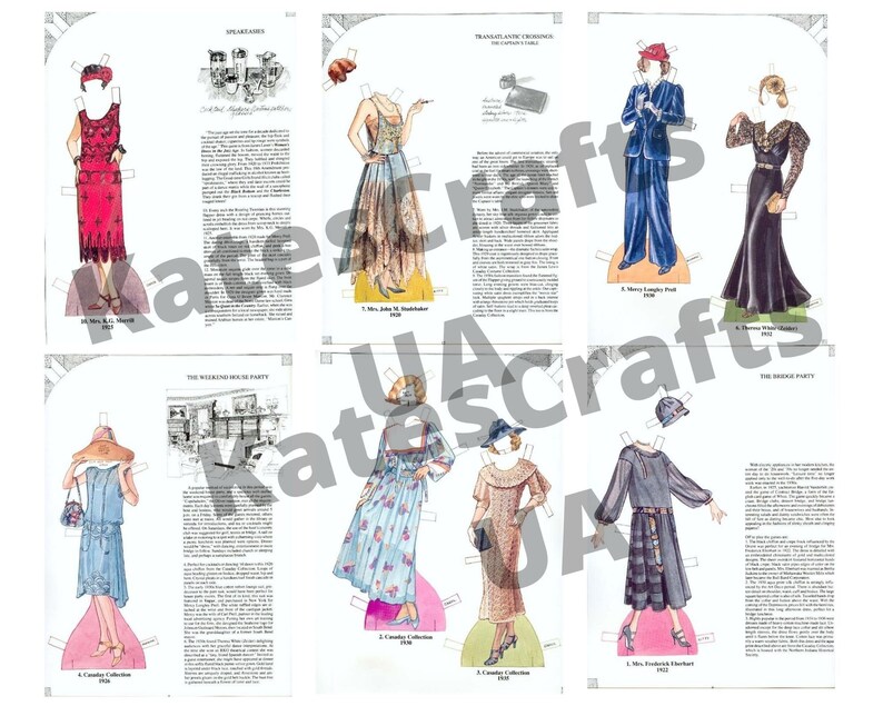 Art Deco Paper Dolls Digital Download Printable Fashion Dress Etsy