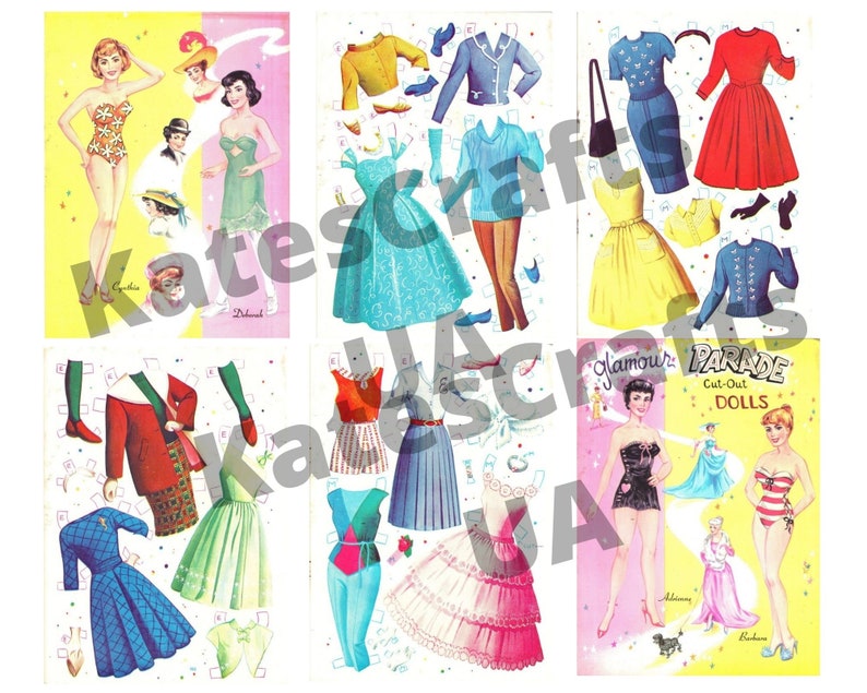 Art Deco Paper Dolls Digital Download Printable Fashion Dress Etsy