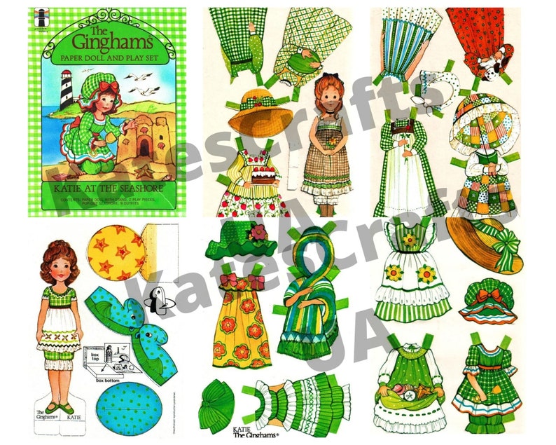 The Ginghams Paper Doll and Play Set Katie at the Seashore Etsy