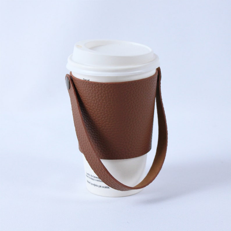 Leather Coffee Sleeve Reusable Coffee Sleeve Vegan Leather Etsy
