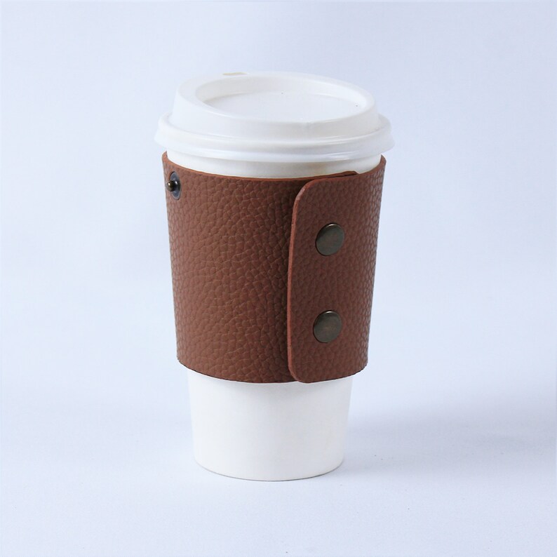 Leather Coffee Sleeve Reusable Coffee Sleeve Vegan Leather Etsy