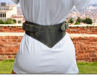 Grey Leather Corset Belt, Hourglass Silhouette