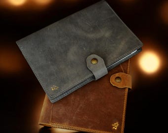 Full-Grain Leather Journal Cover, Personalized A5 A6 Notebook, Refillable