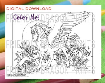Pegasus Coloring Etsy
