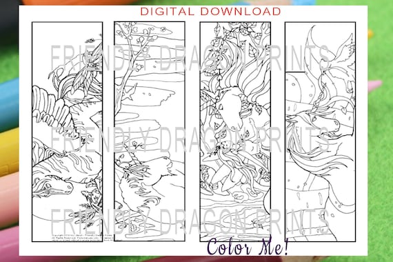 Pegasus Unicorn BOOKMARKS Digital Download PDF Print Fantasy Art