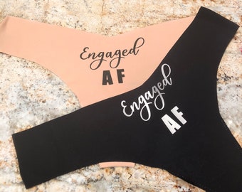 Bridal Thong Commando - Engaged AF - Bridal Shower Gift - Bride Panty - Wedding Day Thong