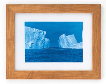 Iceberg, Blue Tones Nature Scene, Handmade Cyanotype Print on Watercolor Paper, Limited Edition, Greenland , 2023