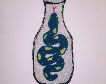 Hand Tufted Snake Rug, Acrylic Yarn Wall Hanging, Home Decor