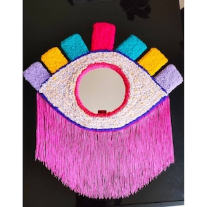 Eye mirror, tufted mirror, mirror frame, handmade mirror, wall hanging