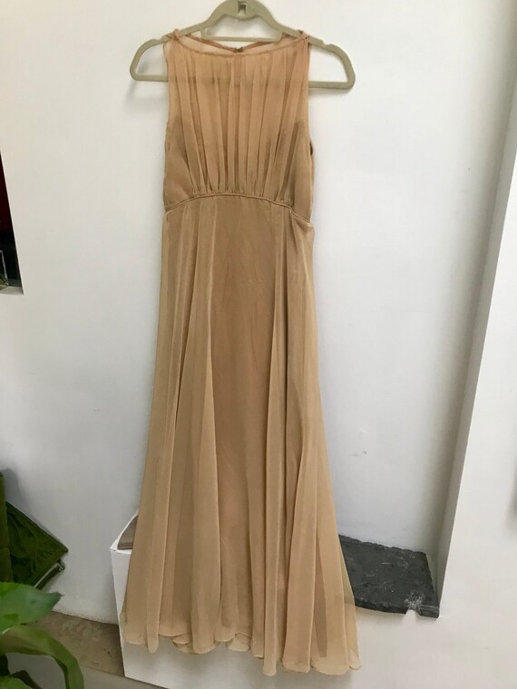 Gold beige vintage evening gown
