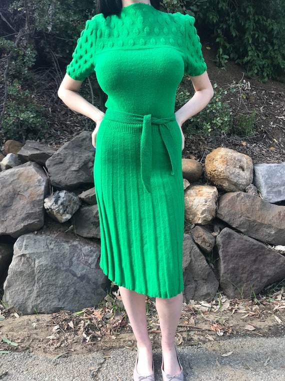 Green vintage knit dress