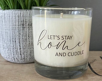 Let's stay home and cuddle, Candle Gift Box, Candle with message, Personalized Candle, Personalized Gifts, Anniversary Gift, Candles