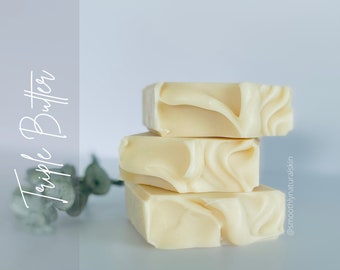 Triple Butter Soap, Mango Butter, Shea Butter, Cocoa butter, Unscented Soap, Natural Soap, Vegan Soap, Organic Soap bar, Handmade, Bar Soap