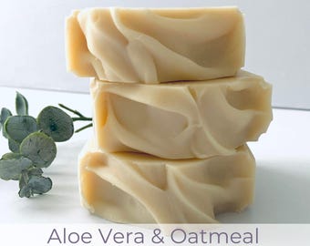 Aloe Vera Oatmeal Soap for Sensitive Skin | Natural Handmade Soap | Soothing Moisturizing Bar | Vegan Skincare | Gentle Face & Body Soap