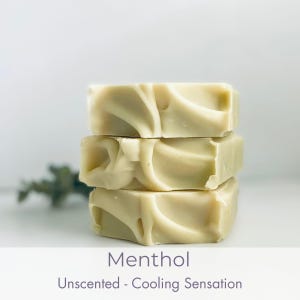 Unscented Menthol Soap Bar | Cooling French Green Clay Soap for Sensitive Skin | Natural Detox Soap | Refreshing Handmade Body Bar