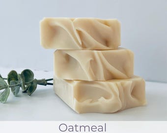 Unscented Oatmeal Soap Bar for Sensitive & Dry Skin | Natural Vegan Handmade Soap | Gentle Moisturizing Body Bar | Fragrance Free Skincare