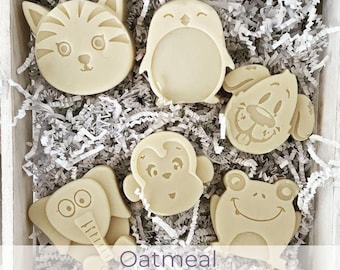Animal Oatmeal Soap for Kids | Natural Gentle Soap | Fun Animal Shape Soap | Sensitive Skin Bar | Handmade Kids Bath Soap | Gift for Kids