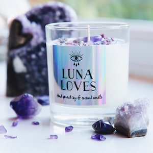 Luna aime la bougie de luxe en cristal de noix de coco améthyste et lavande biodégradable et végétalienne image 1