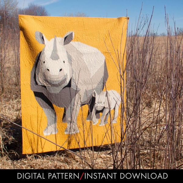 Rhino Romp—instant download/pdf quilt pattern (Hobbs Designs)