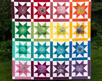Starburst Blooms—instant download/pdf quilt pattern (Hobbs Designs)
