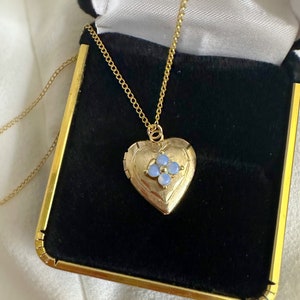 Vintage locket necklace heart locket, gold heart locket necklace, best locket for woman, gold locket vintage, necklace with Opal,locket