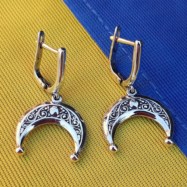 lunar amulet, Lunnitsa, Lunula earrings, Lunnica, Moon talisman, Lunula, lunar earrings ,Lunula Woman's