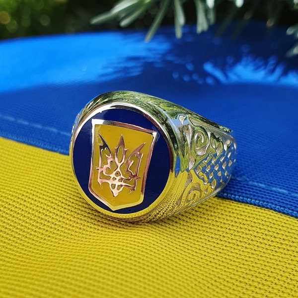 Ring coat of arms of Ukraine, Trident ring of Ukraine, Tryzub ring of Ukraine,Ukrainian silver ring,Ring Ukrainian symbol,Ukrainian jewelry