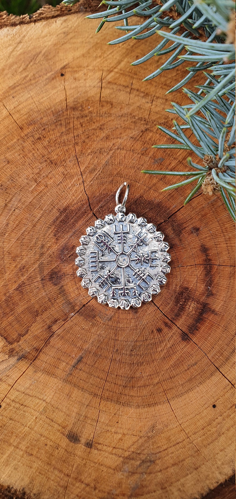 silver Aegishj\u00e1lmur Silver Helm of Awe necklace Helm of Awe \u00c6gishj\u00e1lmur Nordic Wicca Talisman Helm of Awe Aegishj\u00e1lmur
