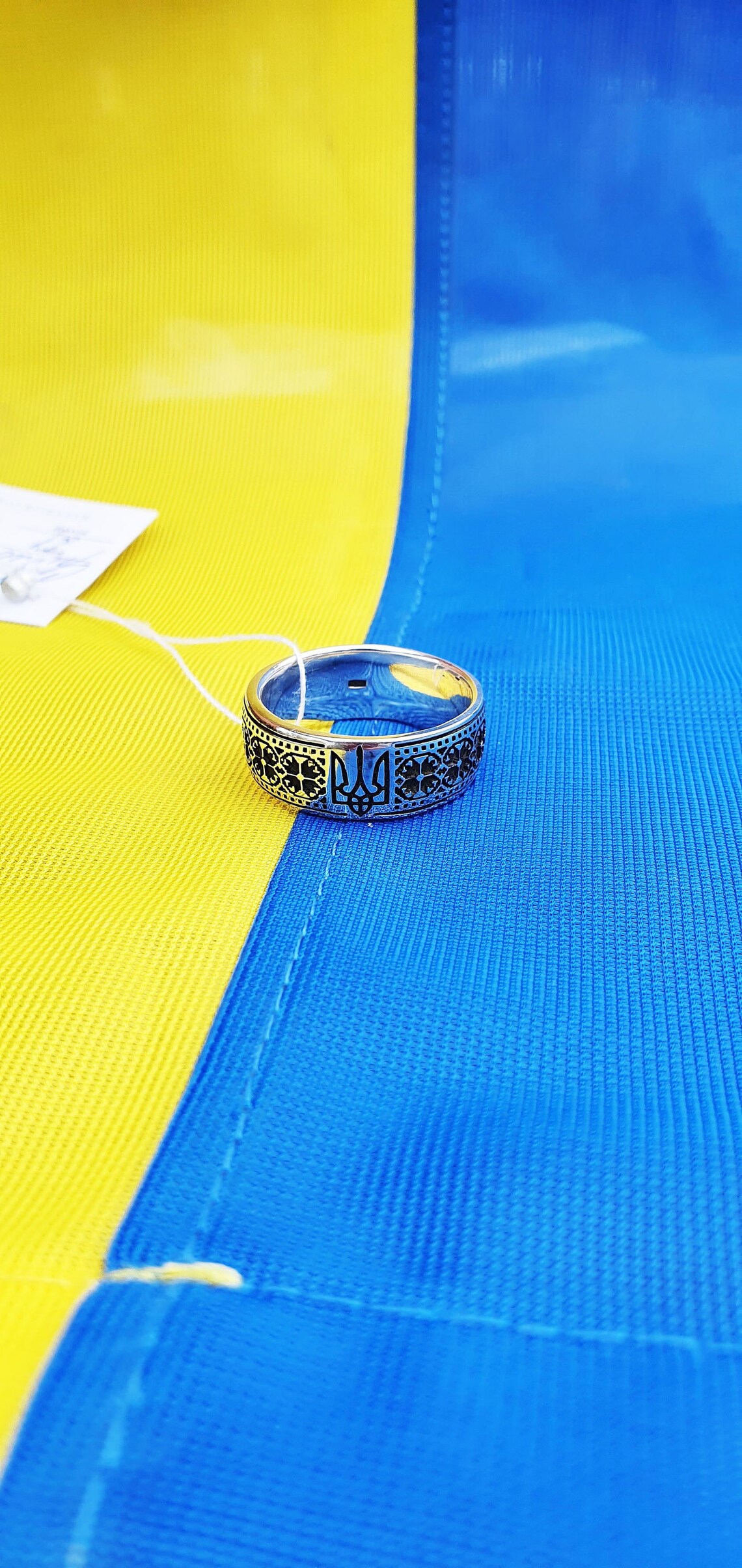 Silver Embroidery Ring Ring Coat of Arms of Ukraine Trident Etsy