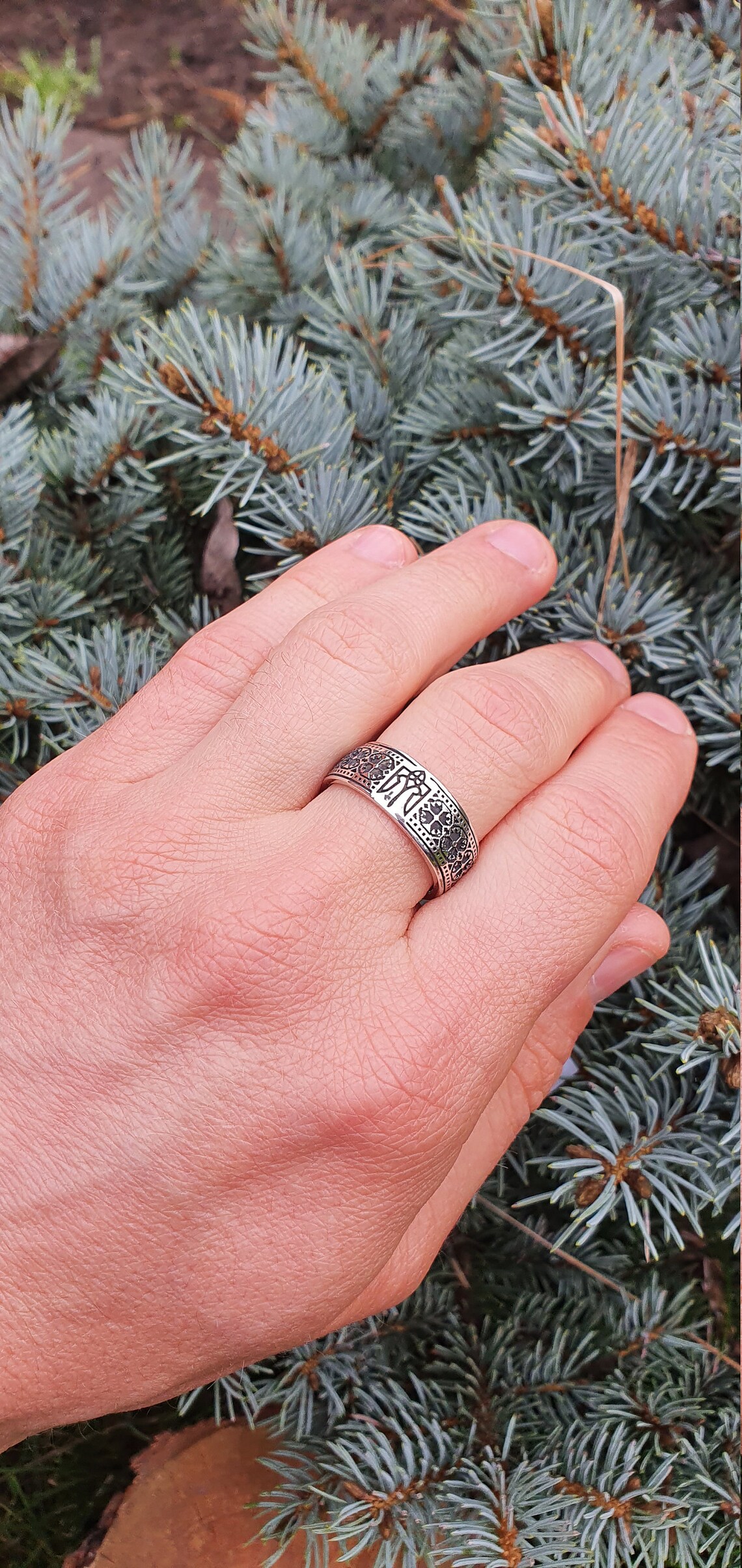 Silver Embroidery Ring Ring Coat of Arms of Ukraine Trident Etsy