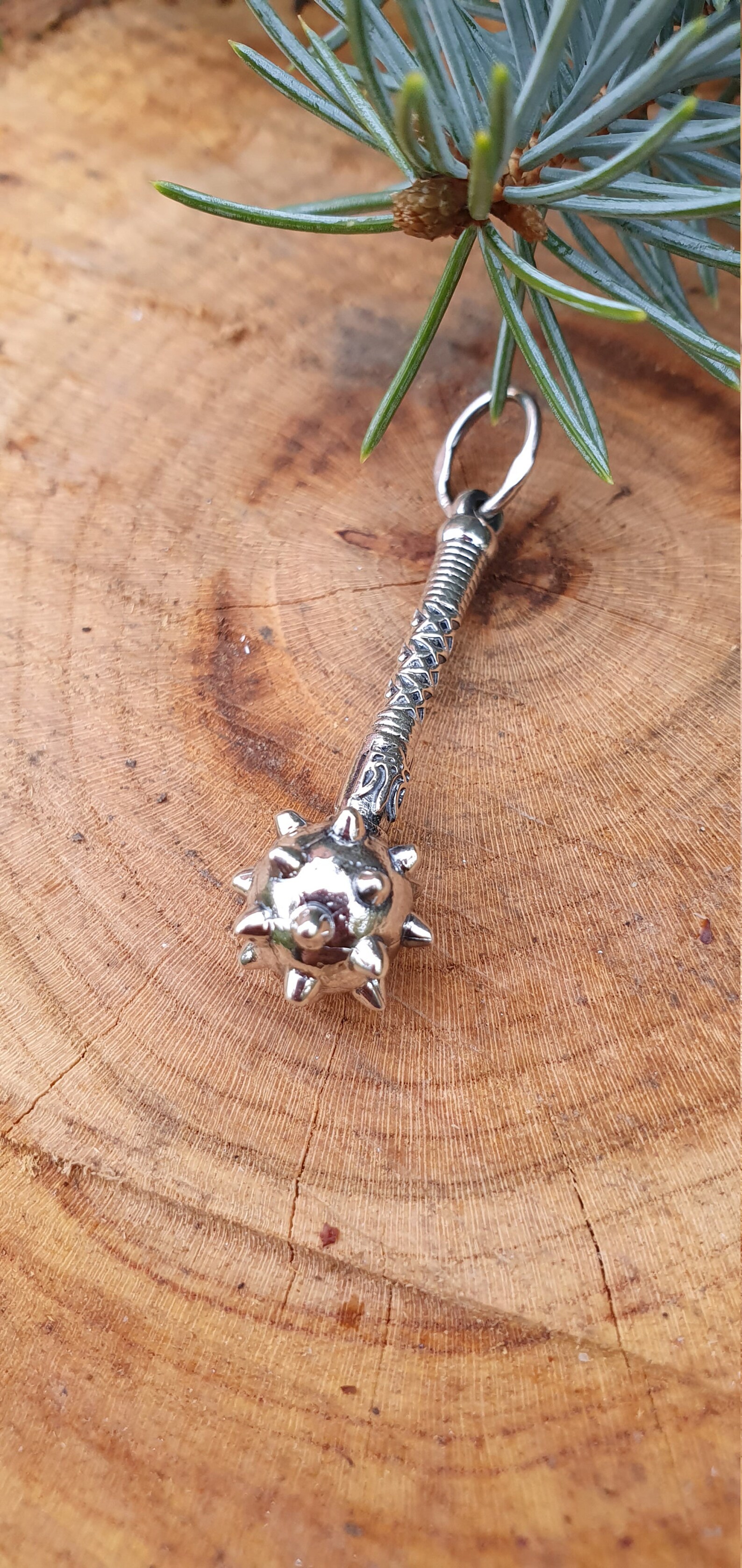 Pendant Mace With Trident Silver Mace Necklace Mace Etsy