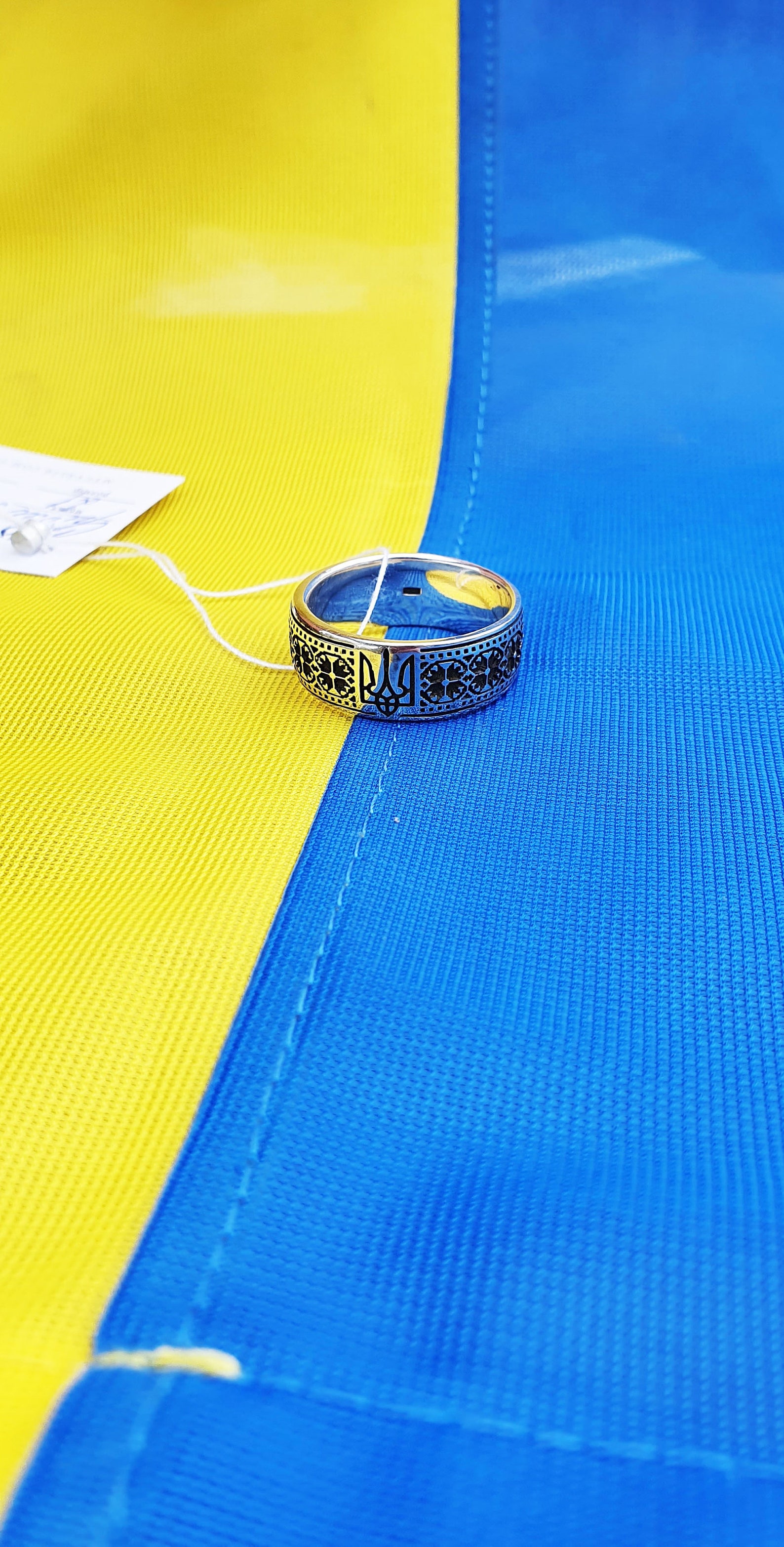 Silver Embroidery Ring Ring Coat of Arms of Ukraine Trident Etsy