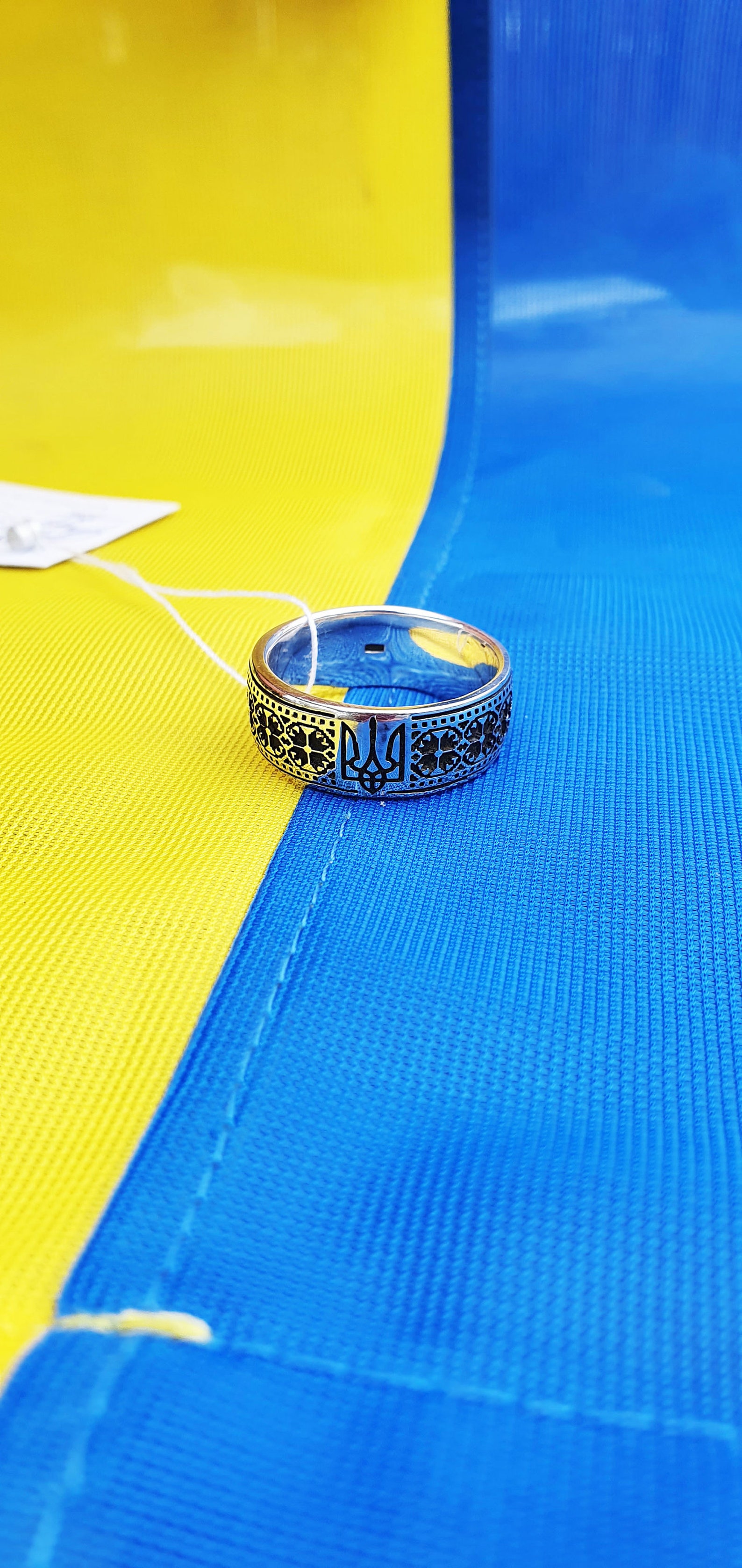 Silver Embroidery Ring Ring Coat of Arms of Ukraine Trident Etsy