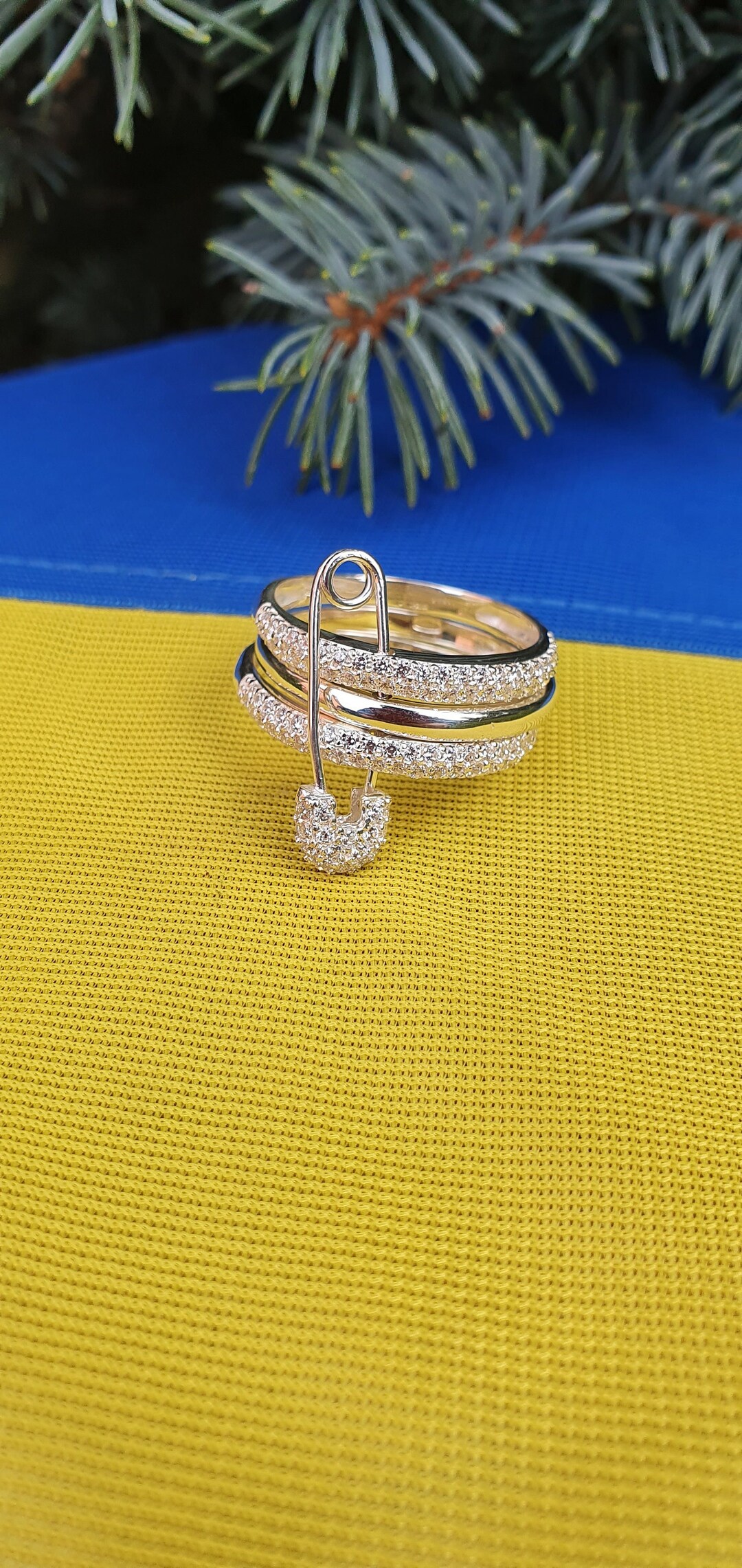 Safety Pin Ring, Silver Safety Pin Ring, Silver Ring With Pin, Ring Pin