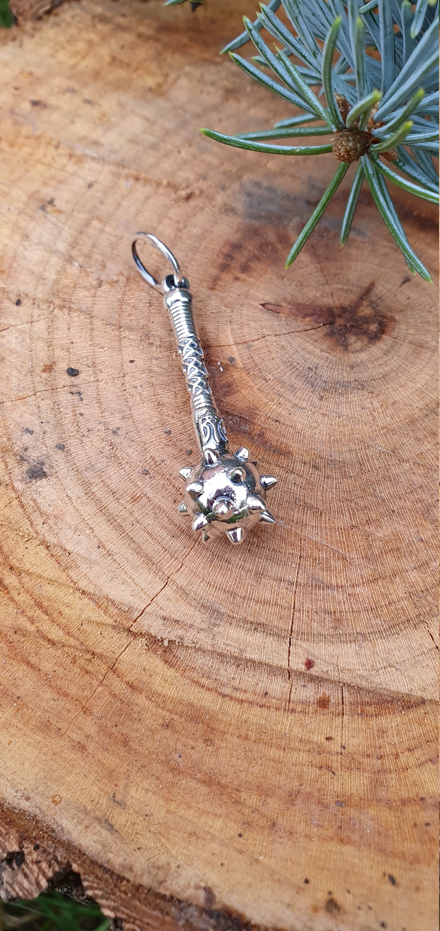 Pendant Mace With Trident Silver Mace Necklace Mace Etsy