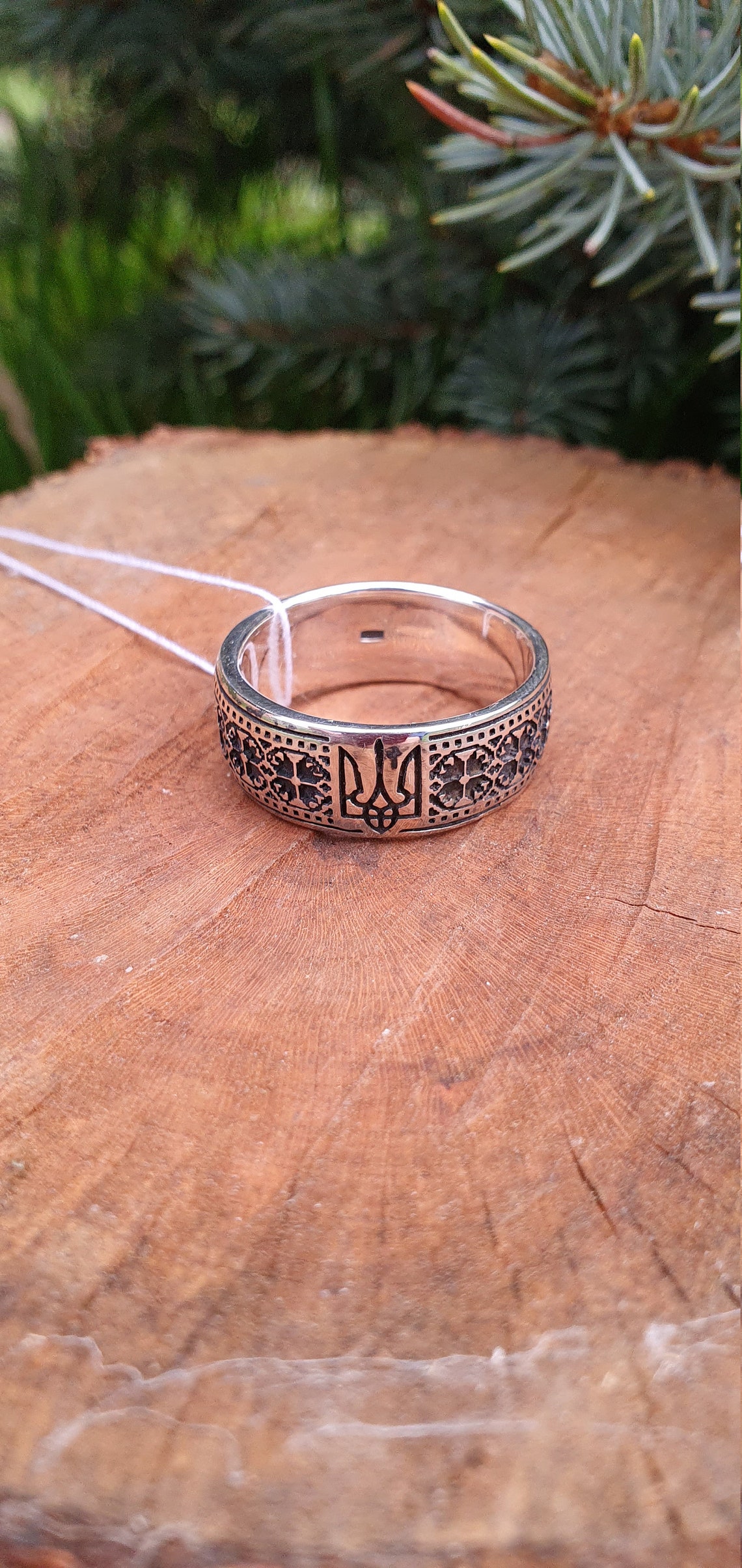 Silver Embroidery Ring Ring Coat of Arms of Ukraine Trident Etsy