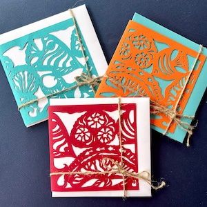 RED SEA (14), Collectie van drie (rood, oranje, cyaan) wenskaarten met envelop