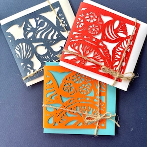 RED SEA (17), Collectie van drie (oranje, rood, blauw) Wenskaarten met envelop