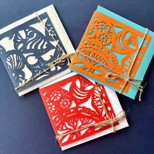 RED SEA (13), Collectie van drie (rood, oranje, blauw) wenskaarten met envelop