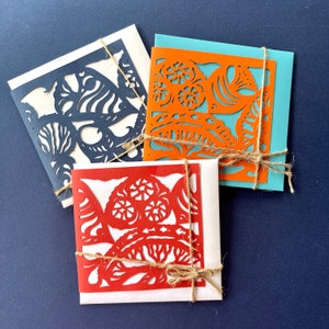 RED SEA (15), Collectie van drie (rood, oranje, blauw) wenskaarten met envelop