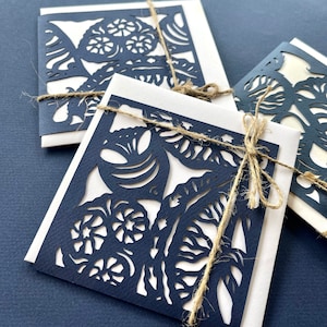 RED SEA (5), Collectie van drie donkerblauwe wenskaarten met envelop