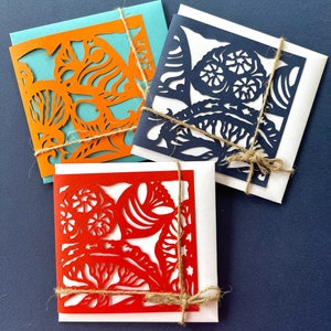 RED SEA (12), Collectie van drie (rood, oranje, blauw) Wenskaarten met envelop