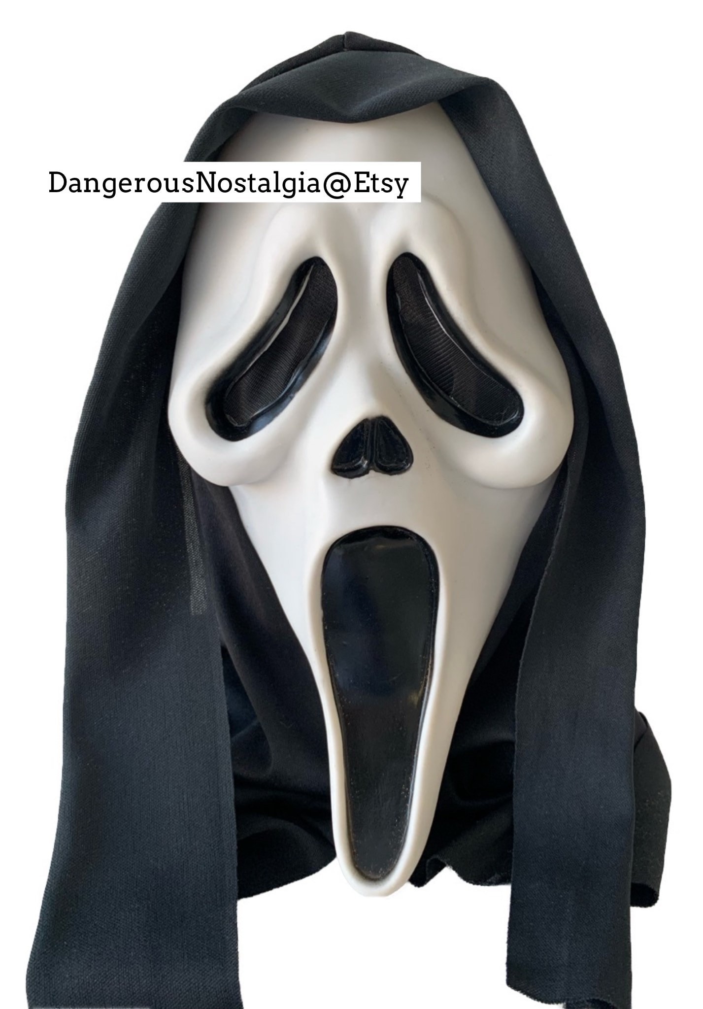 Ghost Face: Black cape with white mask, Halloween set 