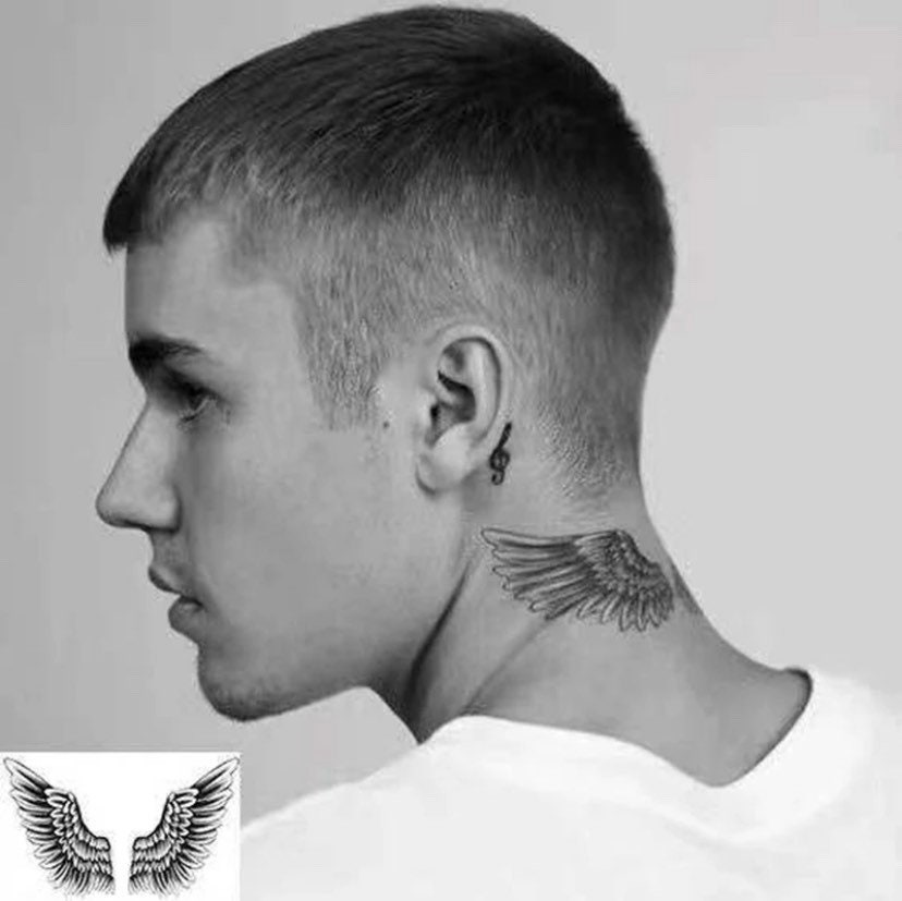 Justin Bieber inspired tattoo wings neck temporary - Etsy España