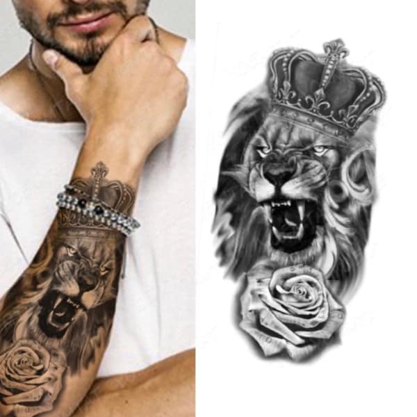 Bras de lion fausse manche de tatouage temporaire