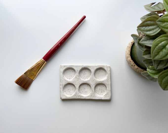 Mini Paint Palette, Artist Palette, 6 Pane, Ceramic Stoneware, White Etsy